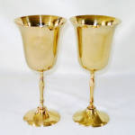 Pair 10 Ounce India Brass Goblets 1970s