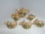 Vintage Orange Floral Lusterware Miniature Tea Set